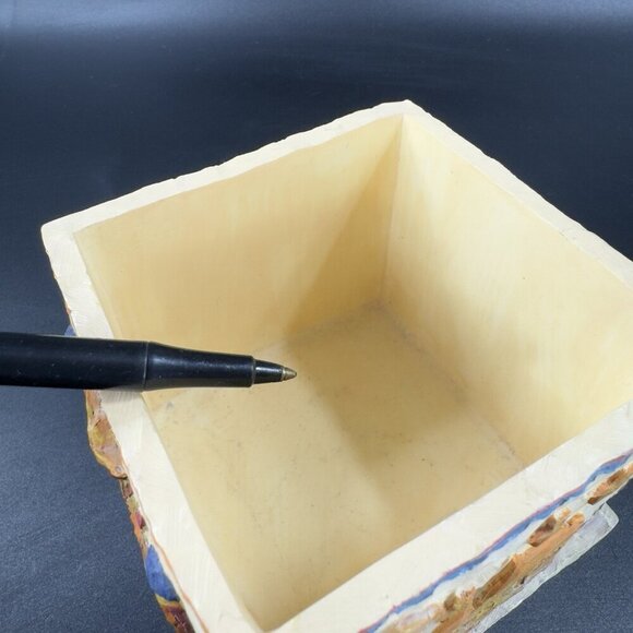 Lang Candles 1999 Square Votive Candle Holder Resin Live Well Cat Heart Raised - Picture 5 of 12